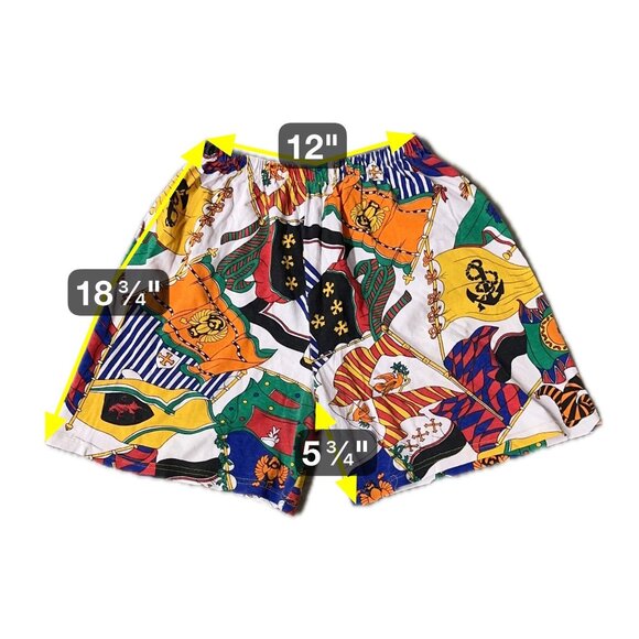 Vintage 90s Unisex Shorts Nautical Flag Elastic Waist USA Cotton Red Blue White - Picture 6 of 6